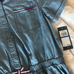 Blue jean Short Sleeve Dress with Pocket